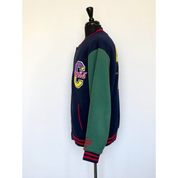 NEW! Coca-Cola by Staples Varsity Jacket Embroidery Blue Green Unisex SZ XL - Picture 3 of 9